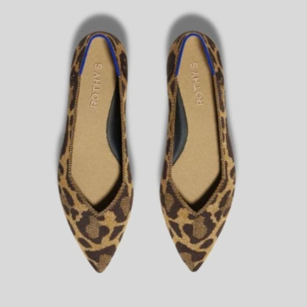 Rothy's Leopard Print Pointed Toe Flats - Brown & Black